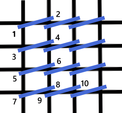 Slanted gobelin 2 × 1 stitch diagram