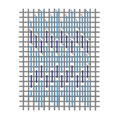 Upright oriental stitch diagram