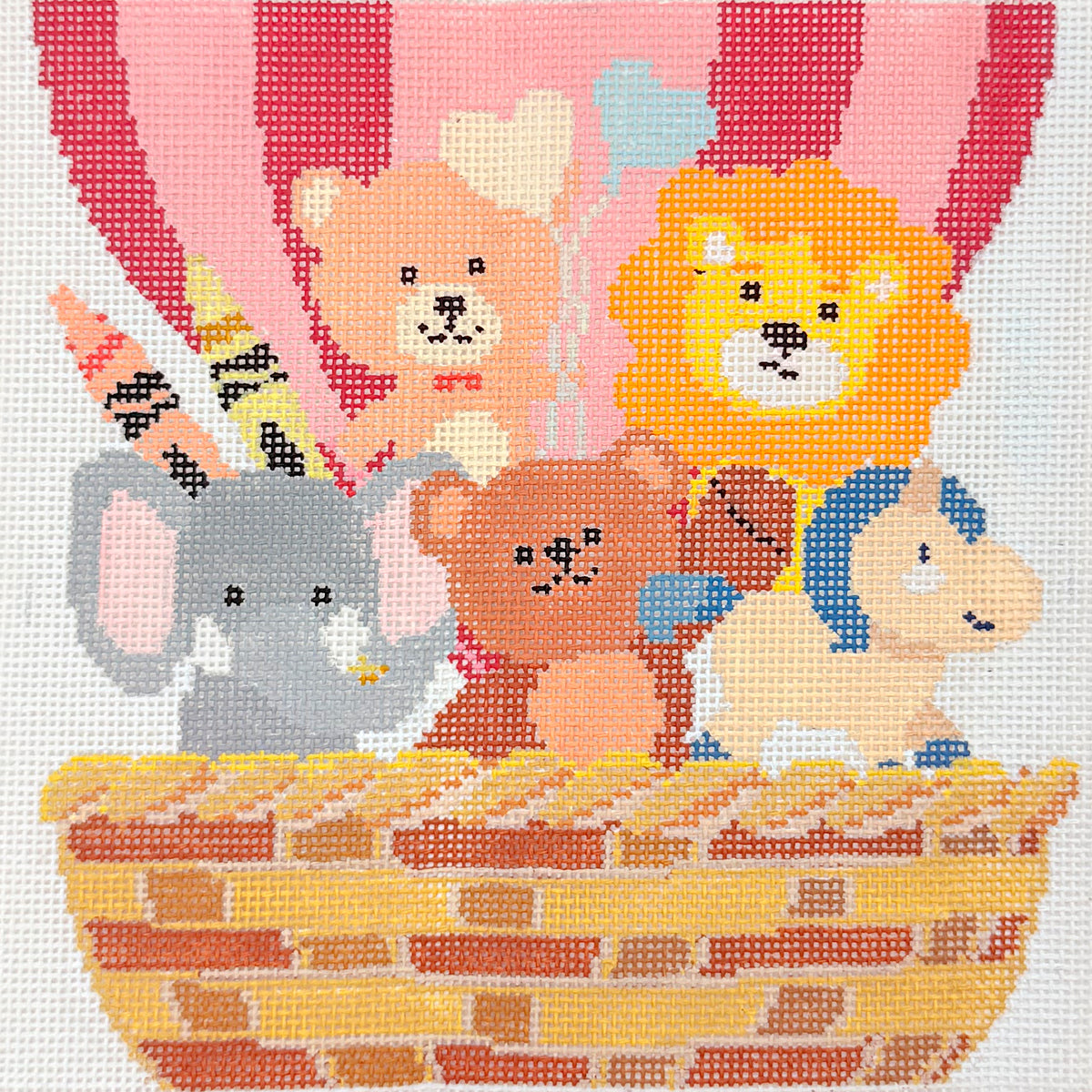 Cute Animal Plush Toys in a Hot Air Balloon