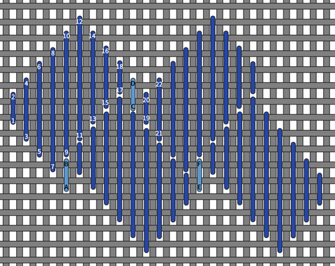 Woven ribbons stitch diagram