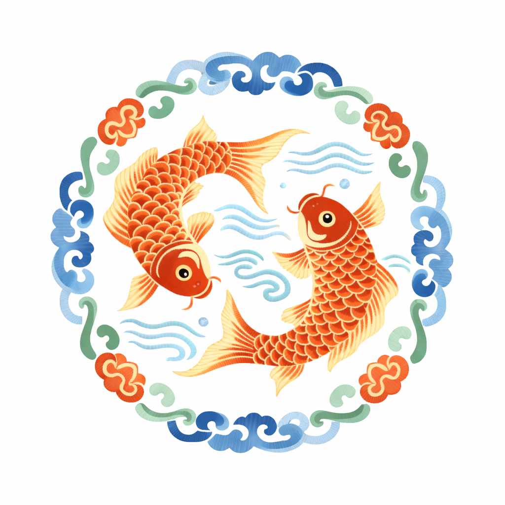 Traditional Chinese Auspicious Motifs - Double Happiness Koi