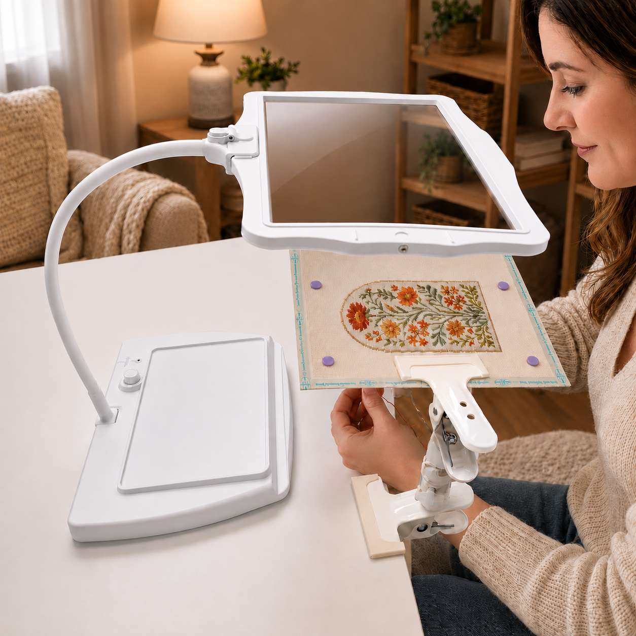 Large-View 4X Hands-Free Needlepoint Magnifier