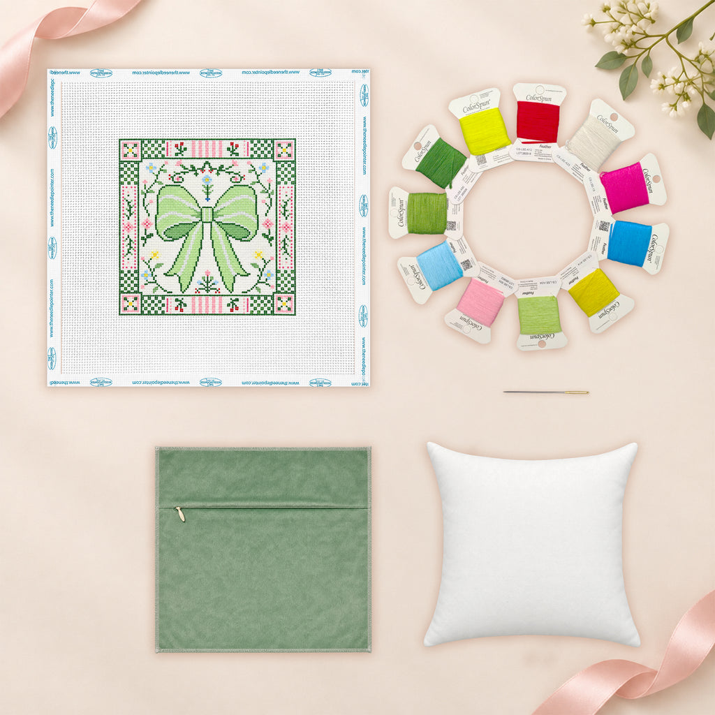 Green Bow Garden Pillow Kit