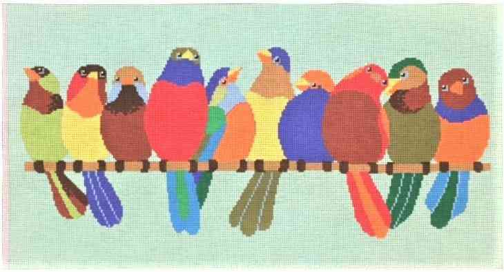 Birds on Wire - 18 ct