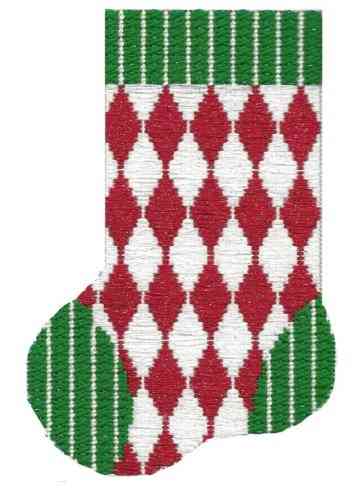 Mini-sock - Red & White Diamonds