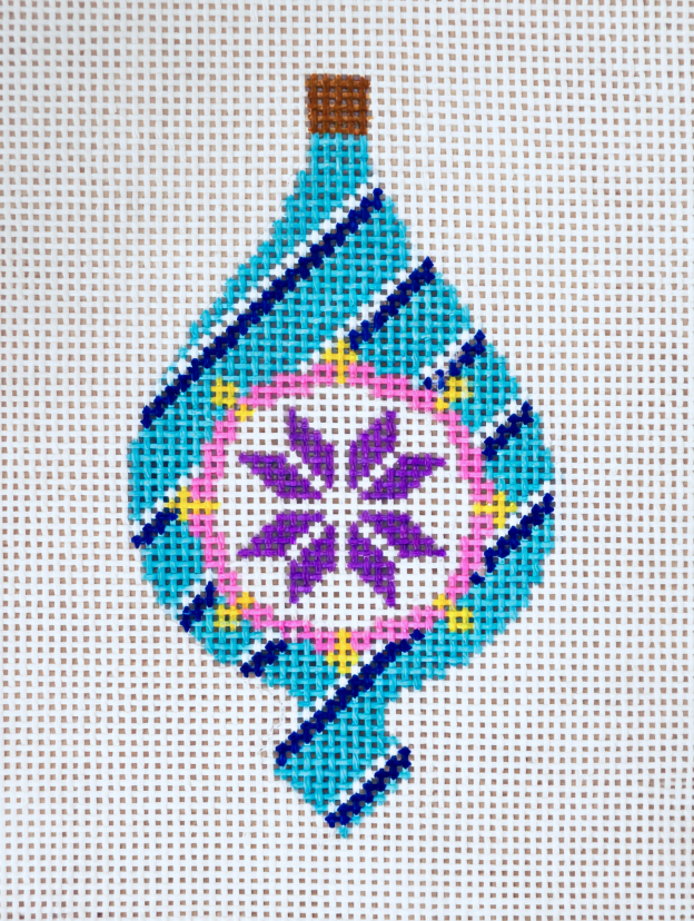Colorful Teal & Purple Holiday Ornament with Cheerful Floral Design