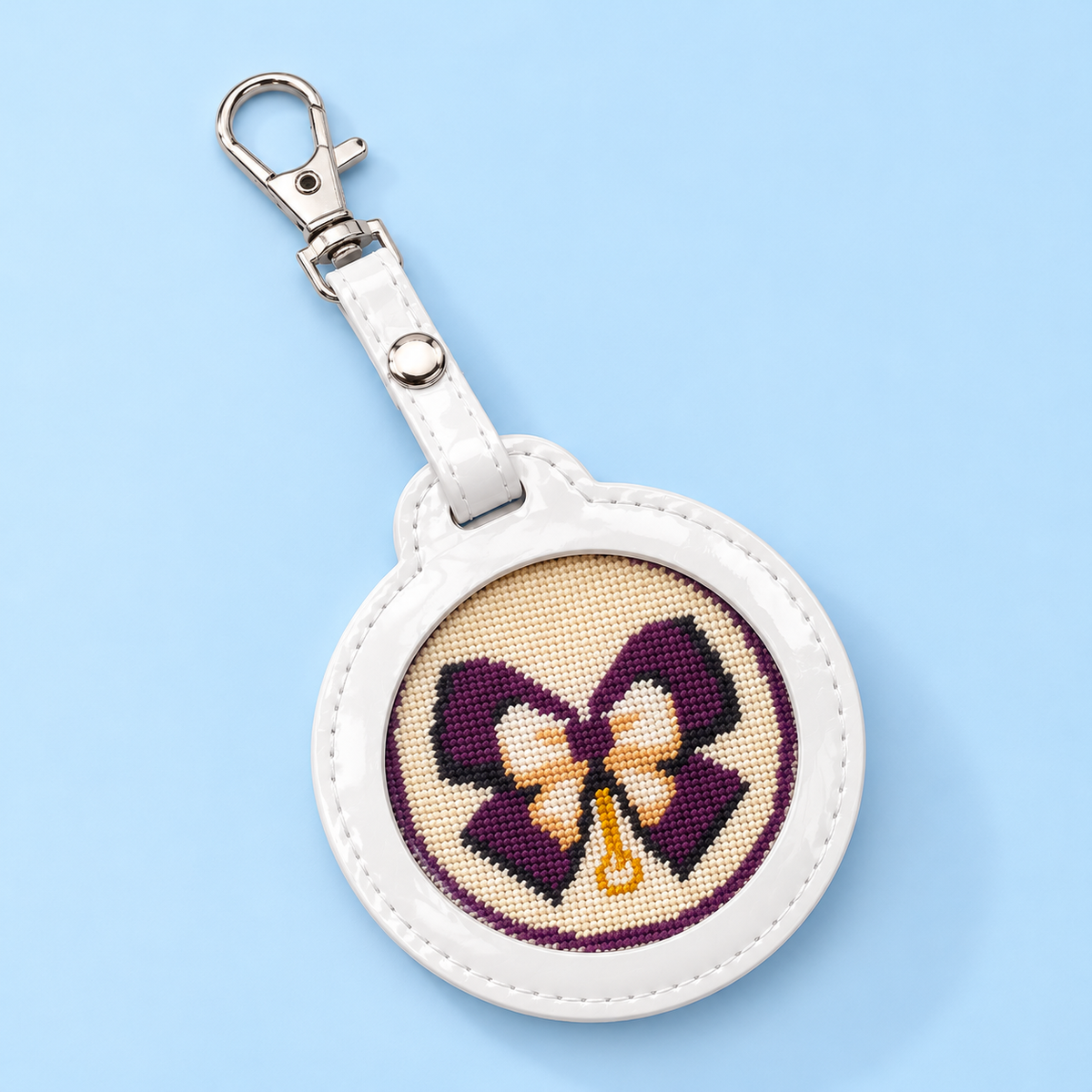 Purple Bow Needlepoint Bag Charm Kit