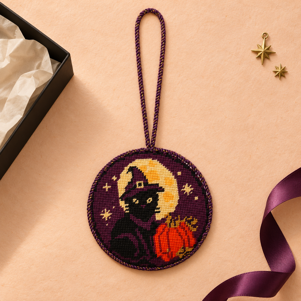 Black Cat Halloween Ornament Kit – Beginner Level