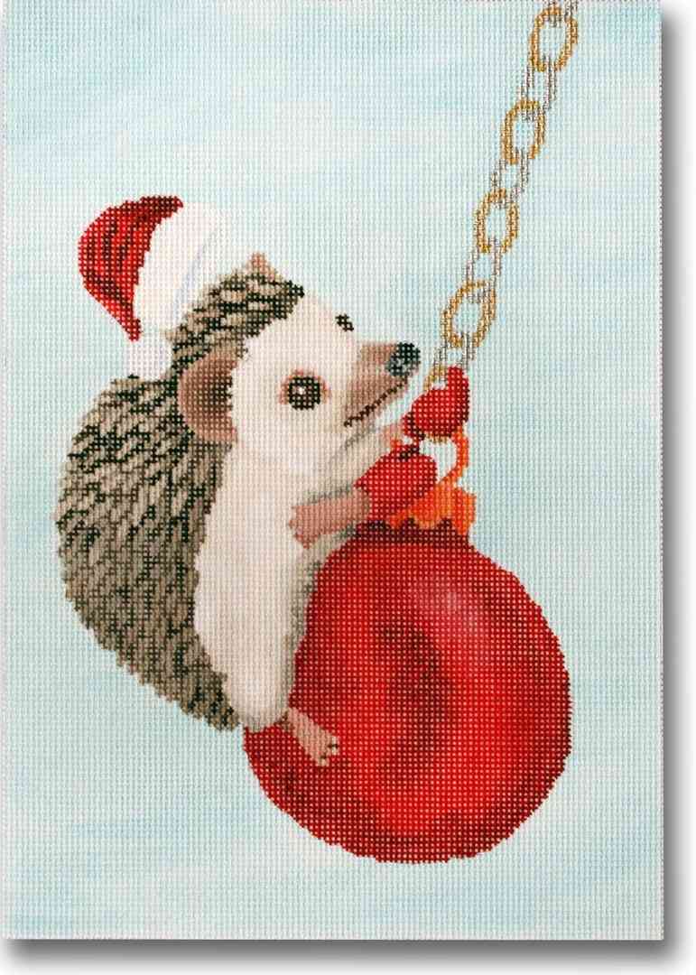 Hedgehog Swinging on Ornament