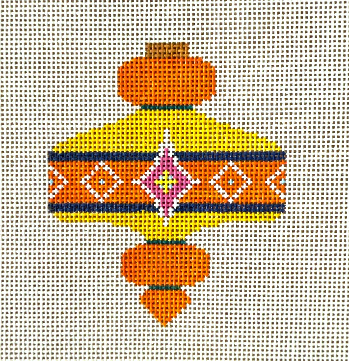 Bright Orange-Yellow Patterned Festive Holiday Ornament