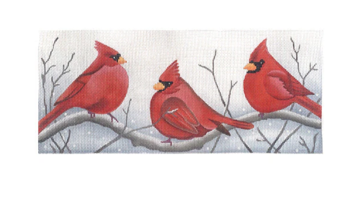 3 Cardinals in Snow