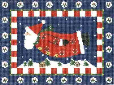 Flying Santa - Blue Border