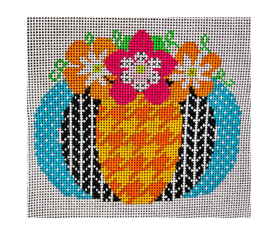 Houndstooth Floral Mini-Pumpkin