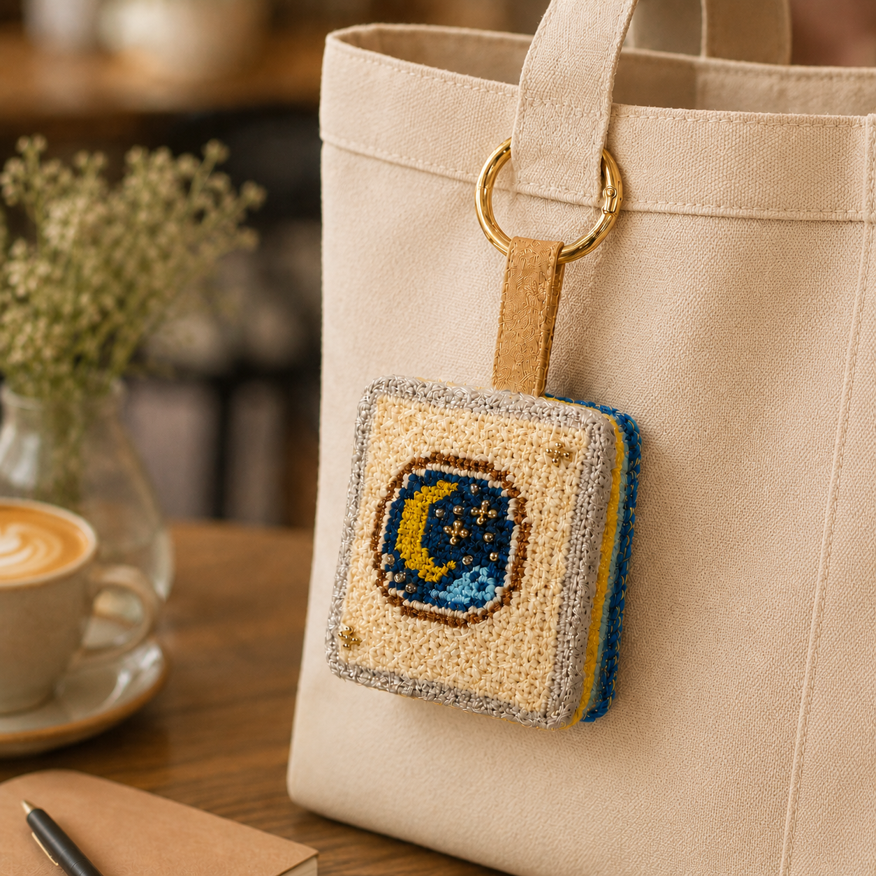 Moon & Stars Mahjong Bag Charm Keychain Kit