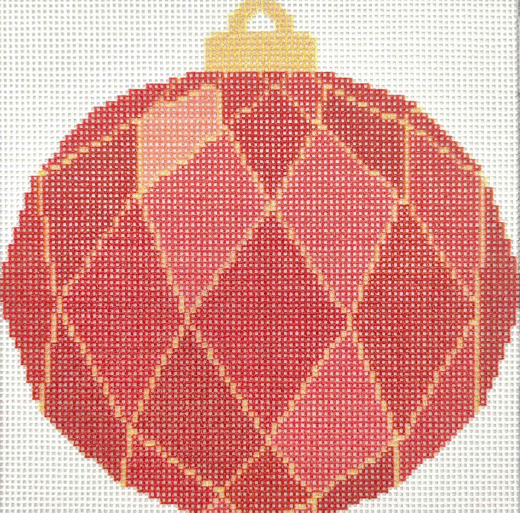 18CT Printed Canvas-Red Geometric Christmas Ball