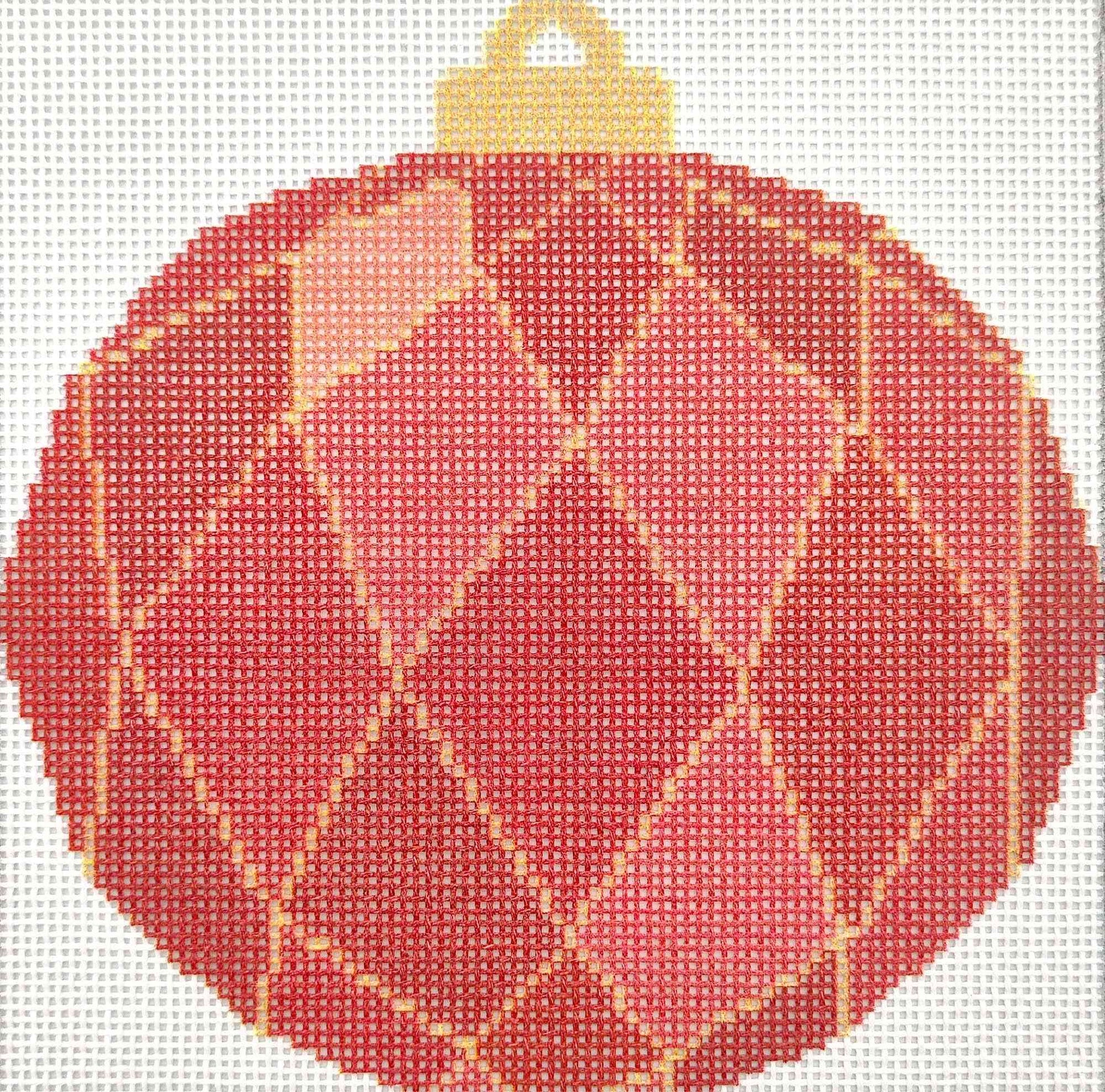 18CT Printed Canvas-Red Geometric Christmas Ball
