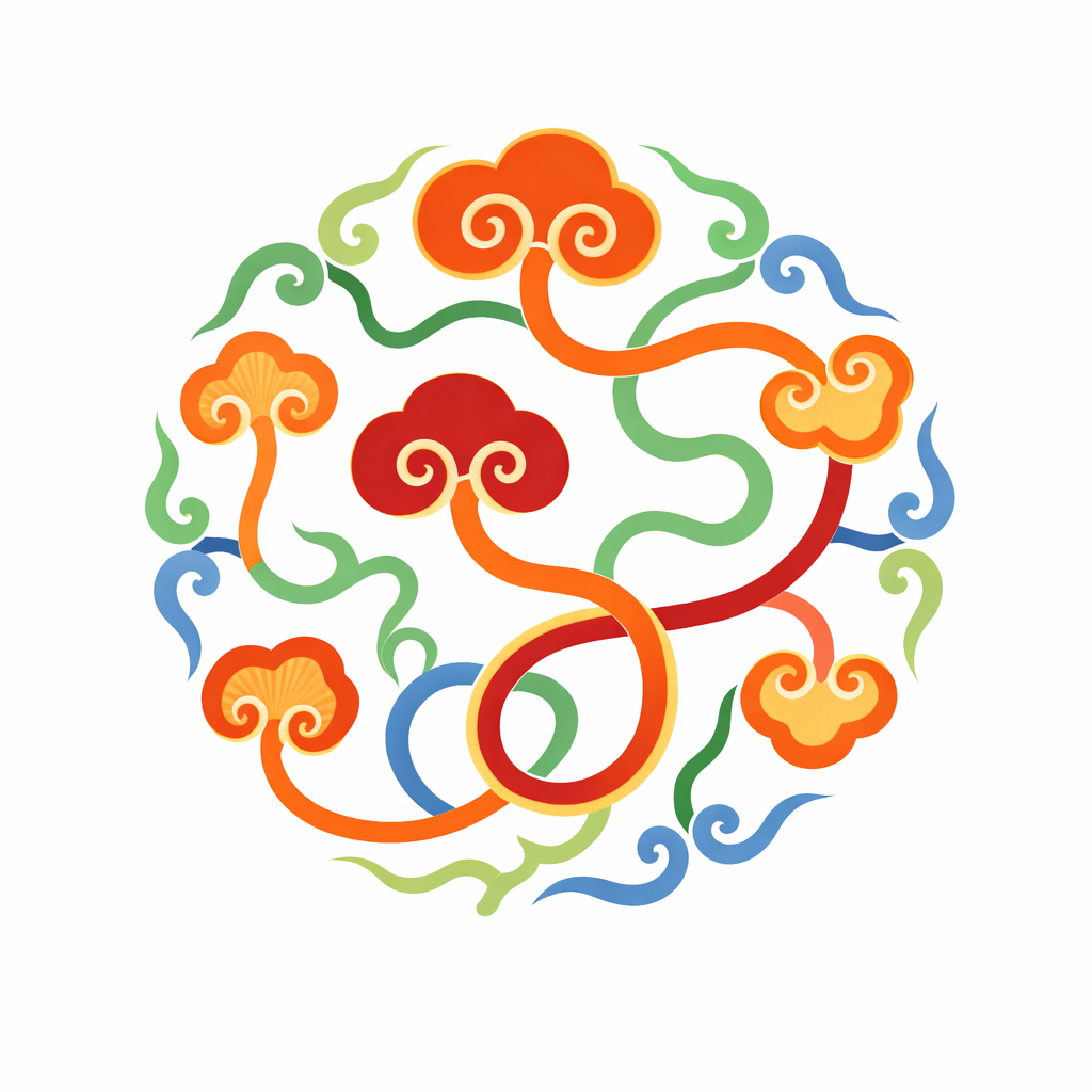 Traditional Chinese Auspicious Motifs - Rainbow-colored Lucky Clouds