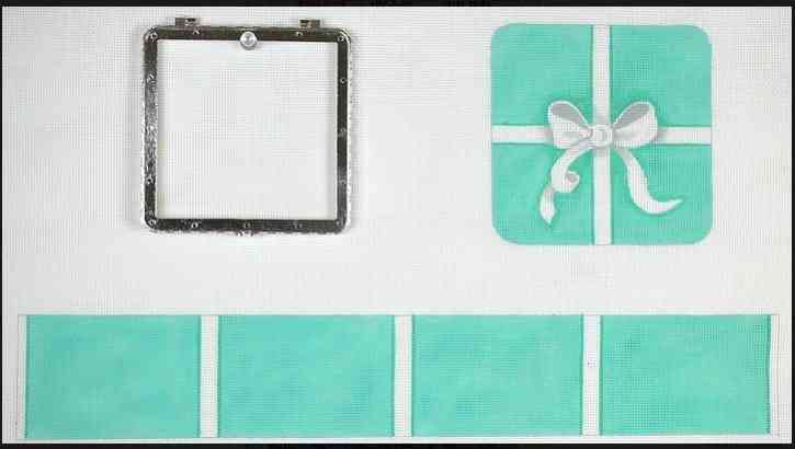 Limoges Box - Lg. Square Tiffany Wrapped Box - Tiffany Blue & White