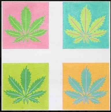 Coasters - Andy Warhol Style Weed Leaves - Multi Brights