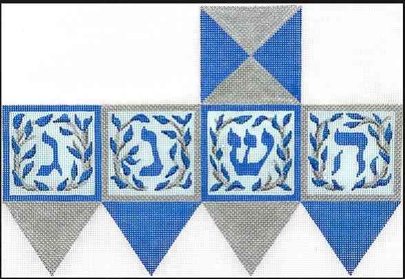 Dreidel - Tree of Life Branches - Blue & Silver