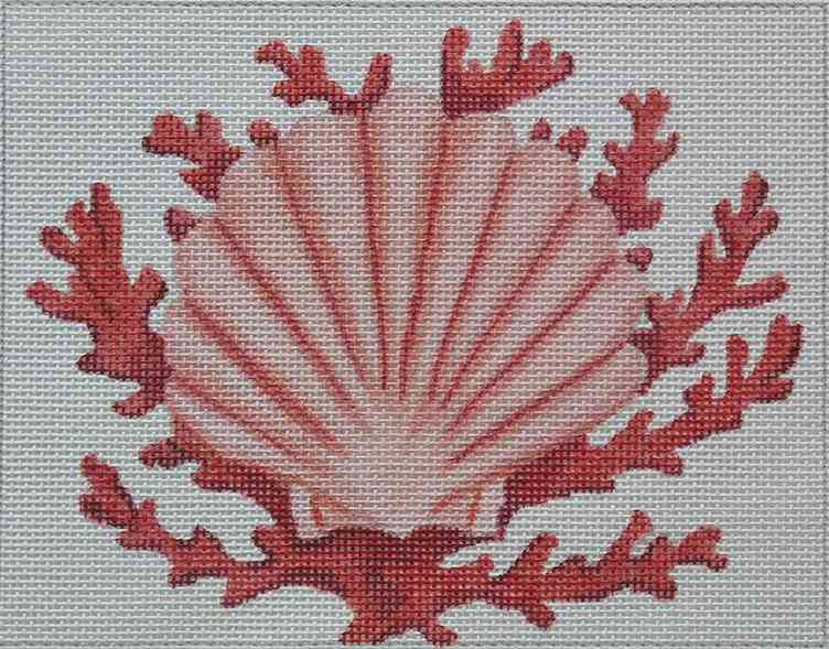 Scallop Shell with Coral