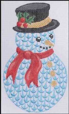 Ornament - Herend-style Snowman with Red Scarf & Top Hat