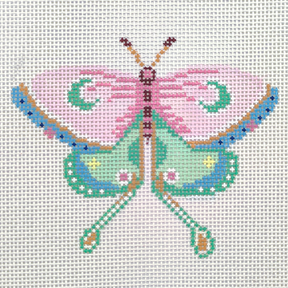 Soft Hued Pink Green Butterfly