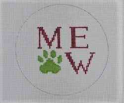 Ornament - Meow and Paw Print - Pink and Green
