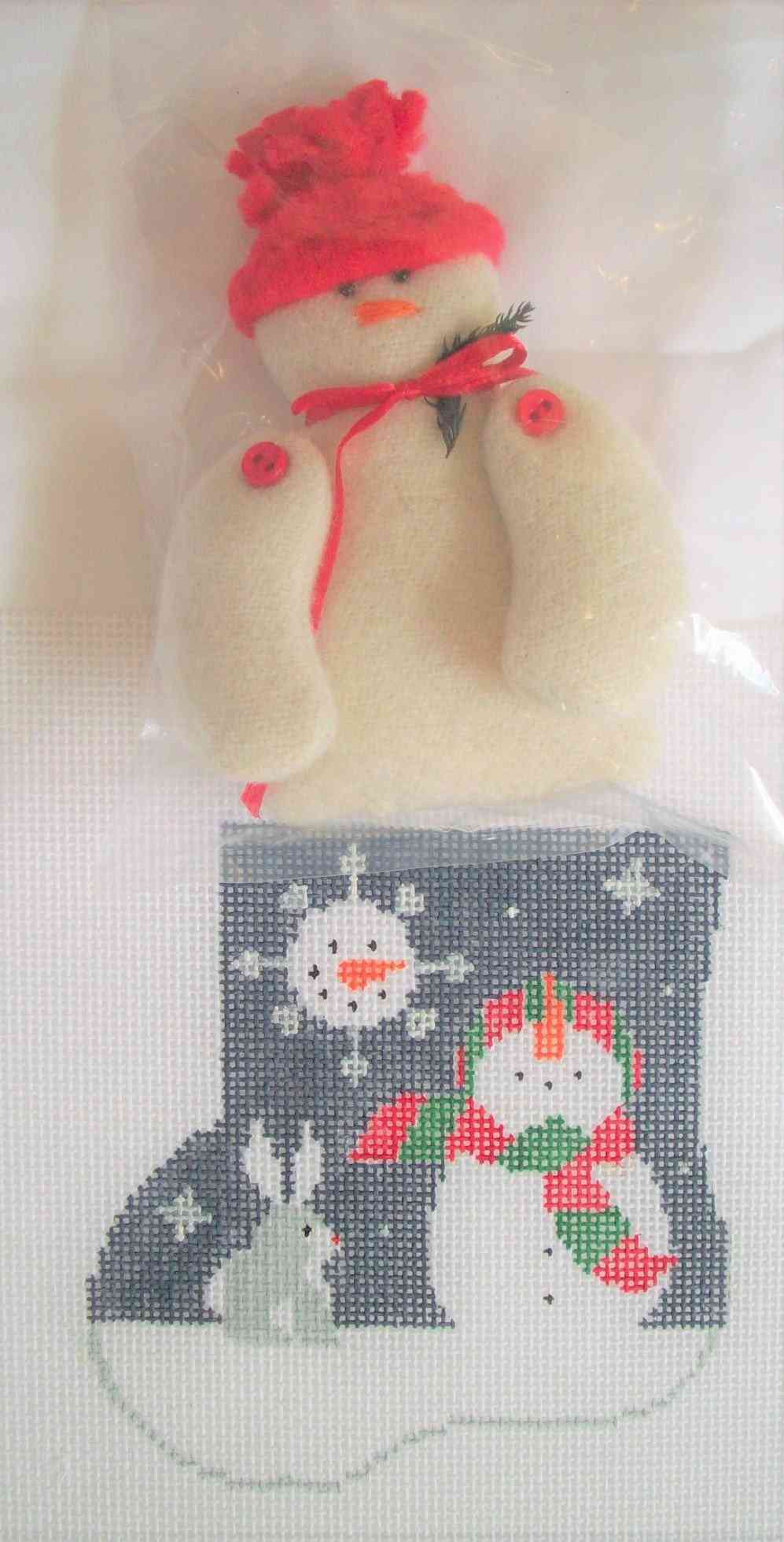 Mini-sock with Insert - Snowkid with Snowman