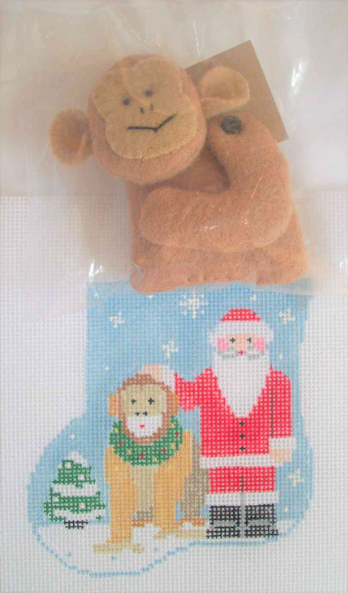Mini-sock with Insert - Monkey & Santa with Monkey