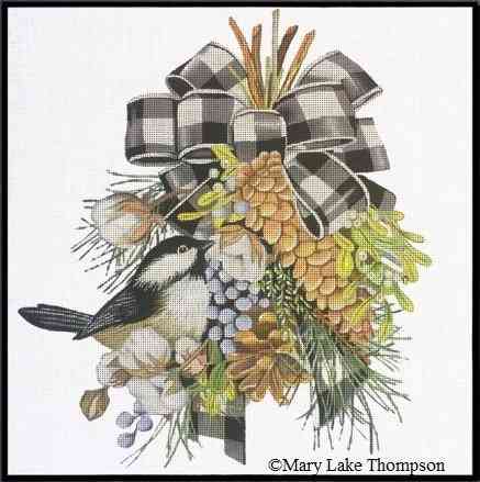 Black & White Ribbon Pinecone