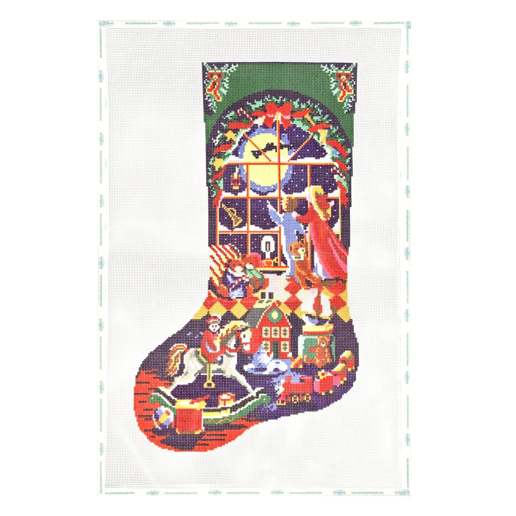 Printed Christmas Stockings - Midnight Toy Shop Magic
