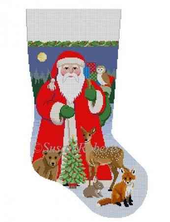 Stocking - Santa with Baby Forest Animals