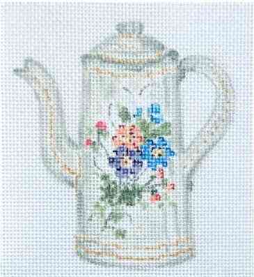 Vintage Tea Kettle - White & Gold