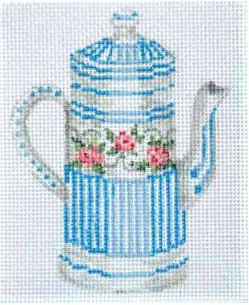 Vintage Tea Kettle - White & Blue
