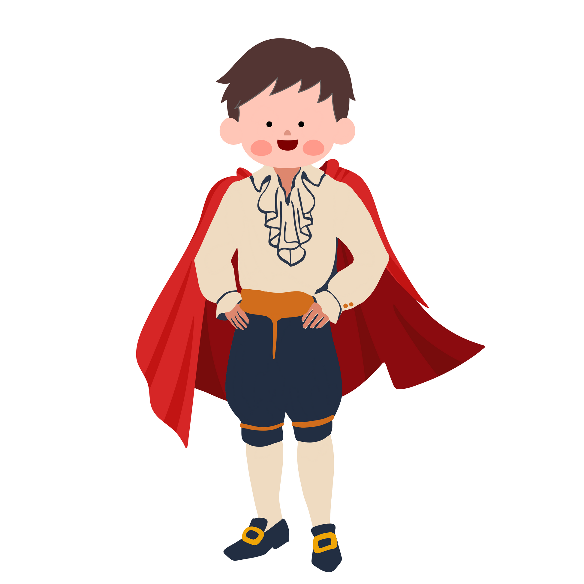 Red-Caped Boy Hero Embraces Whimsical Adventure